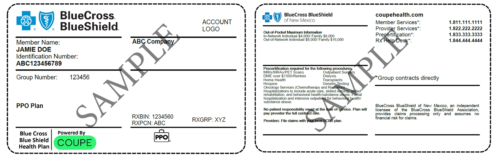 Member ID card sample